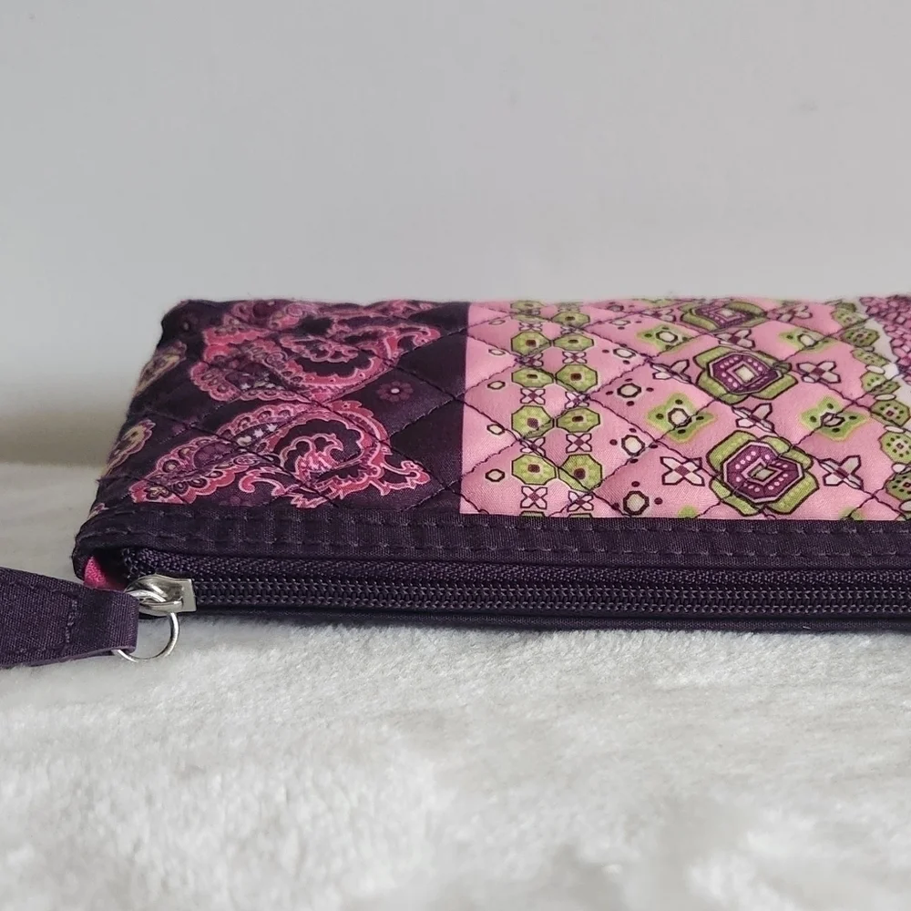 Modella Vintage Pink Purple Paisley Quilted Cosmetic Makeup Pouch Bag